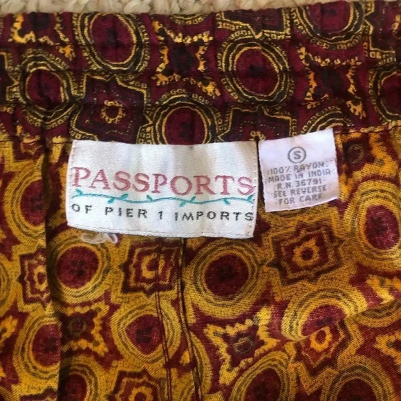 PASSPORT vintage boho brown wide leg trousers S/M - Picture 6 of 13